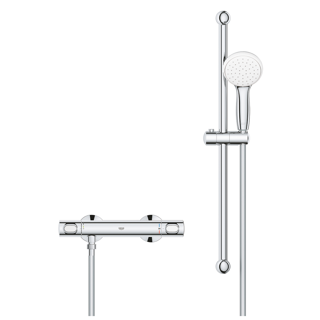 Grohtherm 500 thermostatic shower mixer set with pipe suspension – Grohe 11.23.72.0101 – снимка 1